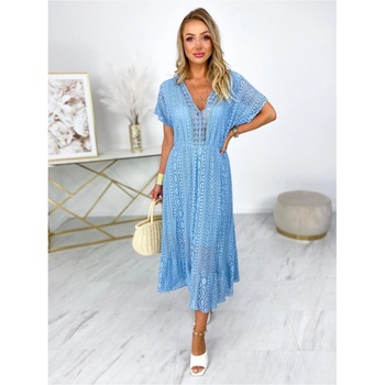 Fashionweek Krajkové midi šaty s podšívkou BOHO IT CALLUMA Modrá