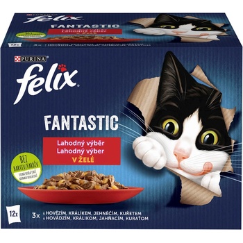 Felix Fantastic s kuřetem hovězím králíkem a jehněčím v želé 12 x 85 g