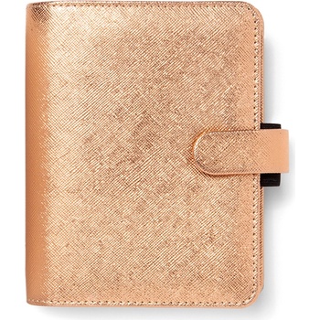 Filofax Saffiano Metallic A7 týdenní 2023 růžově zlatý