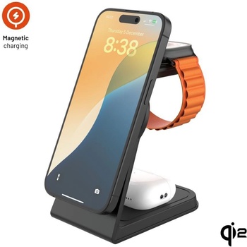 FIXED MagPowerstation 3v1 Alu 2 s podporou MagSafe černá FIXMPOS-AL2-BK