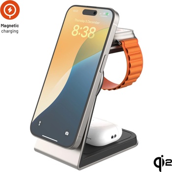 FIXED MagPowerstation 3v1 Alu 2 s podporou MagSafe titanová FIXMPOS-AL2-TI