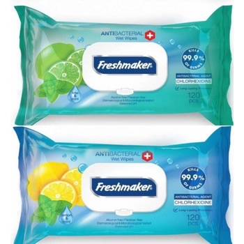 Freshmaker Antibakteriální vlhčené ubrousky na ruce a tělo Lime&Mint 120 ks