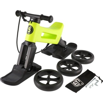 FUNNY WHEELS Rider SuperSport YETTI 3v1 limetkové/černé s popruhem lyžemi a tichými koly