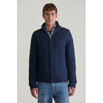 Gant Cable Zip Cardigan Evening Blue