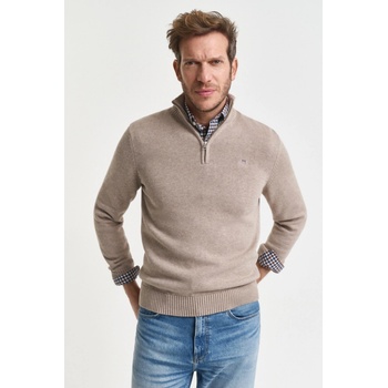 Gant Casual Cotton Half Zip Dk. Sand Melange