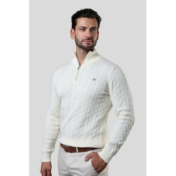 Gant Cotton Cable Half Zip Cream