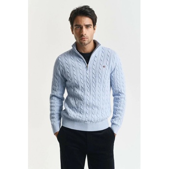 Gant Cotton Cable Half Zip Ice Blue Melange