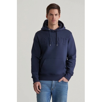 Gant EMBOSSED Sweat Hoodie modrá