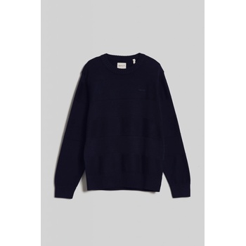 Gant svetr Tonal Barstriped Cotton C-neck modrá