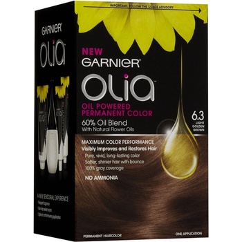 Garnier Olia olejová permanentní barva na vlasy 6,3 Golden Light Brown 60 g
