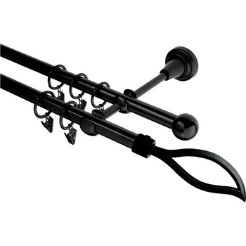 GARNÝŽE-HEBR Garnýž Blesk černá dvojitá 220 cm