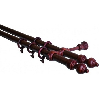 GARNÝŽE-HEBR Garnýž dřevěná mahagon dvojitá 200 cm