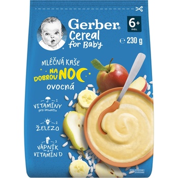 Gerber Cereal for Baby Mléčná kaše na dobrou noc ovocná 230 g