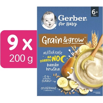 Gerber Mléčná kaše pšenično-ovesná banán a hruška 9 x 200 g