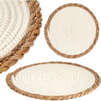 Giftdecor Prostírání z mořské trávy na okrajích bílé 35 cm