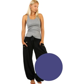 Glara Jednobarevné dámské harémové kalhoty Denim 324603