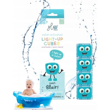 Glo Pals svítící senzorické kostky do vody modrá Blair 4 ks