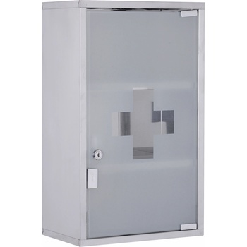 Goleto lékárnička z nerezové oceli se 3 policemi stříbrná