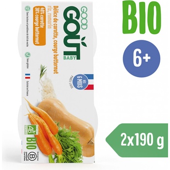 Good Gout BIO Pyré z máslové dýně a mrkve 2 x 190 g