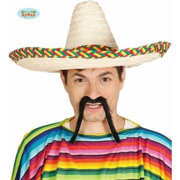 GUIRCA Slaměný klobouk sombrero s bambulkami Mexiko 60 cm
