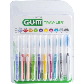GUM Trav-Ler mezizubní kartáčky 0,6 mm + 0,8 mm + 0,9 mm + 1,1 mm + 1,2 mm + 1,3 mm + 1,4 mm + 1,6 mm + 2,0 mm 9 ks