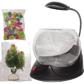 Hailea akvárium Betta magická koule černá s osvětlením 1,8 l