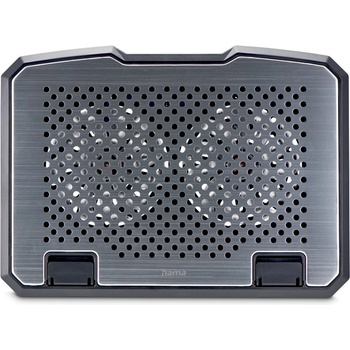 Hama chladicí stojan pro notebook Aluminium, naklápací, 2 ventilátory, modré podsvícení, tichý chod; 126807