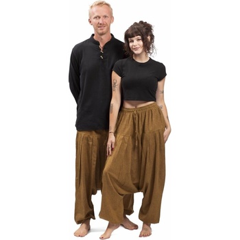 Harémové kalhoty sultánky CLASSIC PLEATS okrová