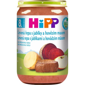 HiPP Bio červená řepa s jablky a hovězím masem 220 g