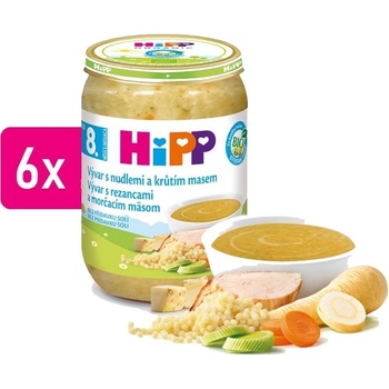 HiPP Bio Vývar s nudlemi a krůtím masem 6 x 190 g