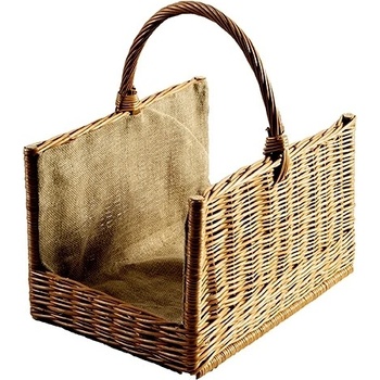 Home Koš na dřevo ke krbu HRANATÝ s jutou 50 cm přírodní-lakovaný