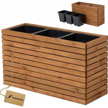 HOMERZO Květináč obdélníkový dřevěný béžový 98 x 36,5 x 55 cm