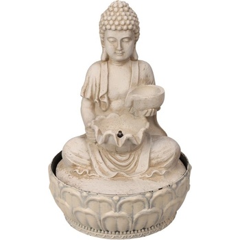 HOMESTYLING Fontána pokojová s LED osvětlením 29 cm Budha béžová