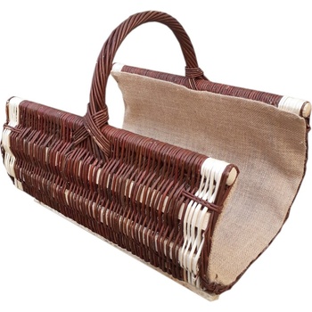 HRADIL Proutěný koš na dřevo zaoblený 50 x 34 cm tmavý