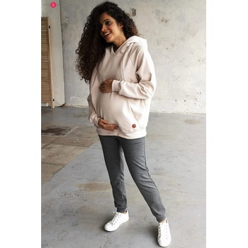 Hrubá těhotenská a kojící oversized mikina light beige