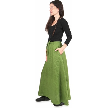 imago Lněná dlouhá sukně zelená