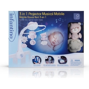 Infantino Hudební kolotoč s projekcí 3v1 Dusty Pink