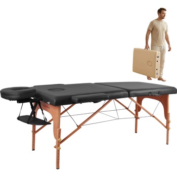 inSPORTline Masážní lehátko Taisage 2-dílné dřevěné černá