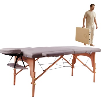 inSPORTline Masážní lehátko Taisage 2-dílné dřevěné šedá