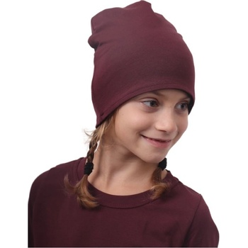 Jožánek dětská čepice bavlněná oboustranná černá + bordo