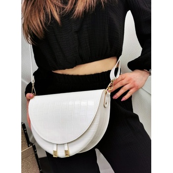 Kabelka s imitací hadí kůže bílá