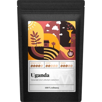 Kafčo čajda Uganda jednodruhová káva robusta Celá zrna 0,5 kg