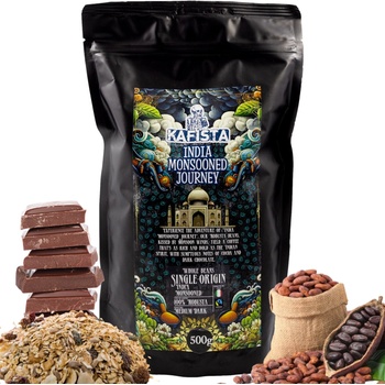 Kafista káva India Monsooned Journey zpracování monzunováním 100% Robusta Fairtrade vhodné na espresso a plně automatické kávovary 0,5 kg