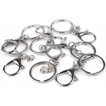 Karabina s kroužkem a řetízkem nikl