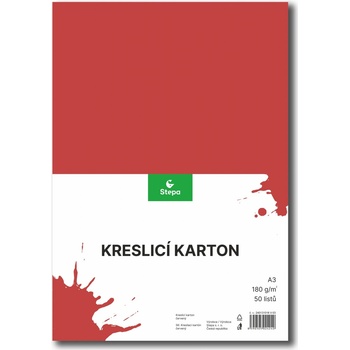 karton kreslící A3 180 g barevný 50 listů červený