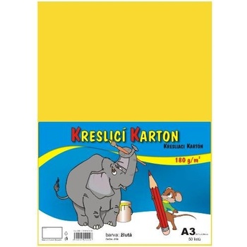 karton kreslící A3 180 g barevný 50 listů žlutý