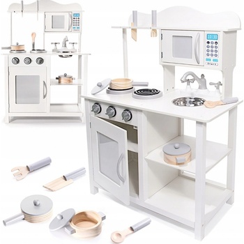 KIK KX6490 dřevěná kuchyňka s příslušenstvím XL 85 cm bílá