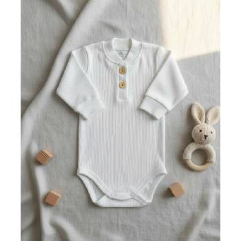 Kojenecké bílé žebrované body polo