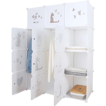 Kondela Dětská modulární skříň, bílá / hnědý dětský vzor, Kitaro