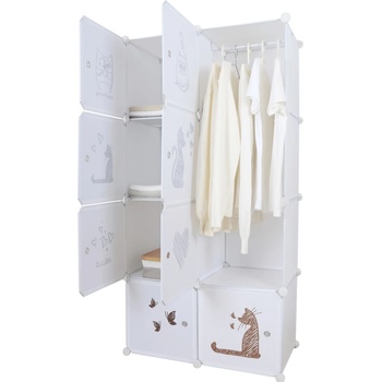 Kondela Dětská modulární skříň, bílá / hnědý vzor, KIRBY